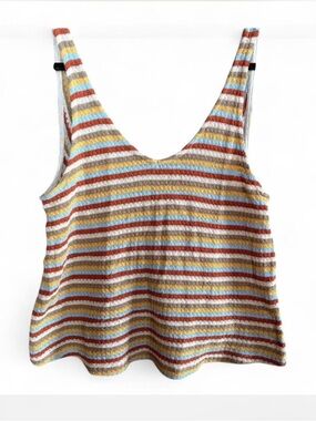 Altar’d State Striped Knit Tank Top Twist Back Boho Multicolor Festival Summer L